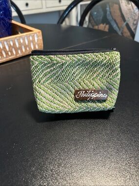 Green Woven Zip Pouch